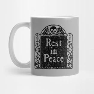 Rest In Peace Gravestone Rubbing for Light Backgrounds Mug